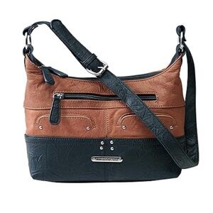 Stone Mountain Brown Black Hobo Shoulder Purse Adjustable Strap